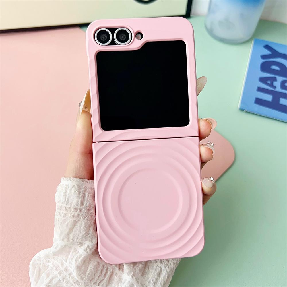 Wave Pattern Phone Case For Samsung Galaxy Z Flip 5 6 5G MagSafe Magnetic PC Shell Flip5 Flip6 Protective Back Cover