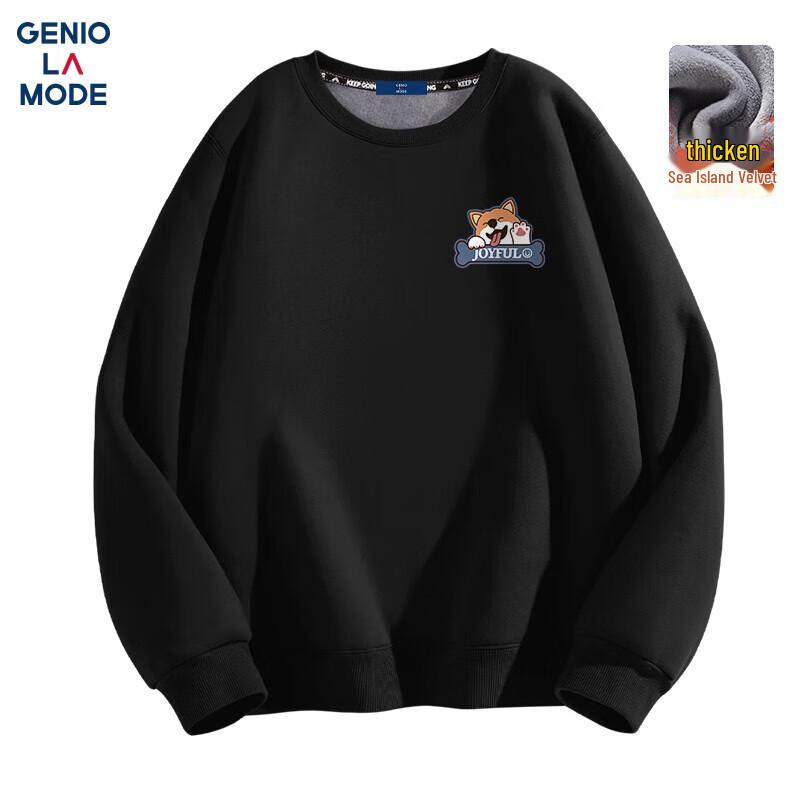 GENIOLAMODE Men's Fleece-Lined Crewneck Graphic Sweatshirt