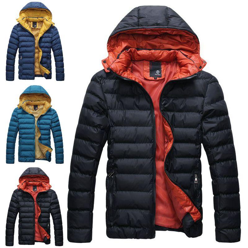 Mens Warm Winter Hooded Thick Padded Jacket Zipper Casual Parka Coat Outwear