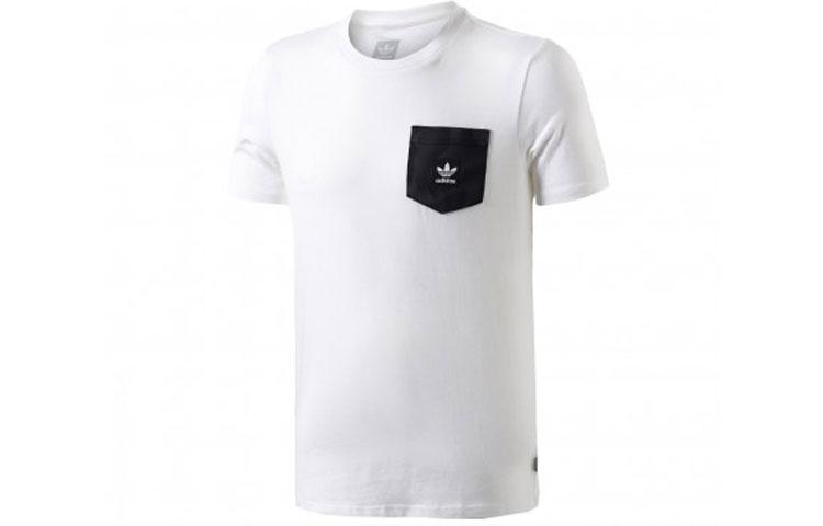 adidas Originals Warp Pckt T Shirts Men's White Crew Neck Moderate Straight Fit CF3107