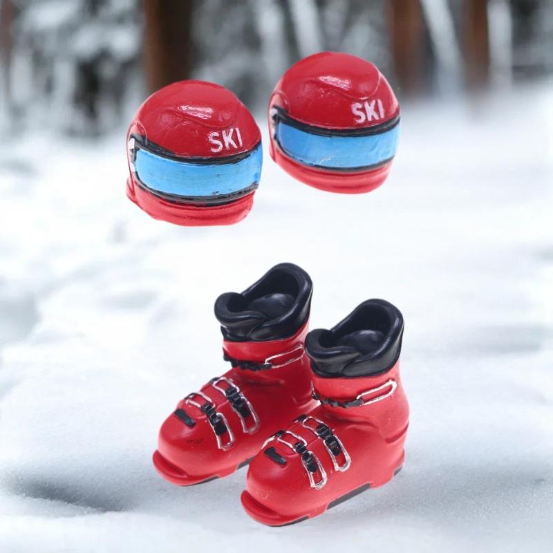 1:12 Dollhouse Miniature Ice Skates Ski Hats Winter Ski Scene Model Decor For Doll House Decor Kids Pretend Play Toys Gift