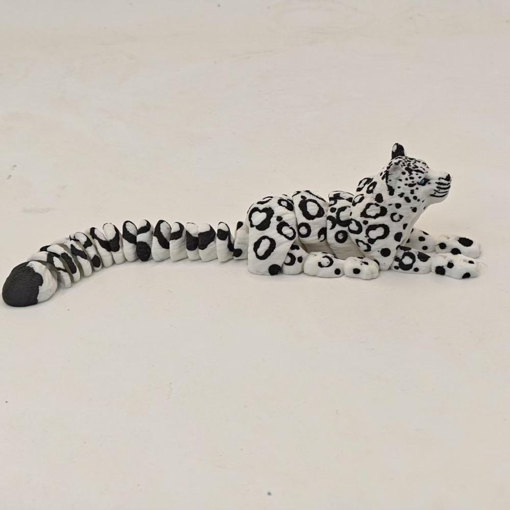 3D Printed Animals Figurine Articulated Simulation Figurine Cute Snow Leopard Model Home Decor