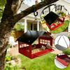 Outdoor Hanging Bird Feeder Metal Iron Construction with Roof Mesh Base for Balcony Garden Patio Use Durable Weather Resistant