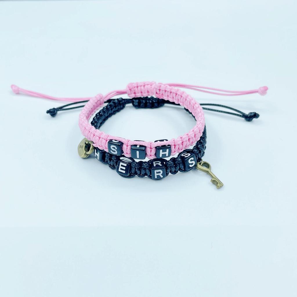 Trendy HIS HERS Couple Bracelet with Lock & Key Pendant and Woven Lanyard