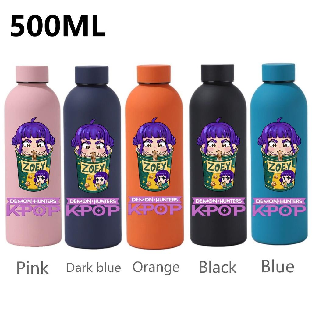 500ML KPop Dämonenjäger Cartoon Druck Sport Auslaufsicher Hohe Qualität Edelstahl Isoliert Wasserbecher Geburtstag Geburtstag Hohe Qualität Geschenke