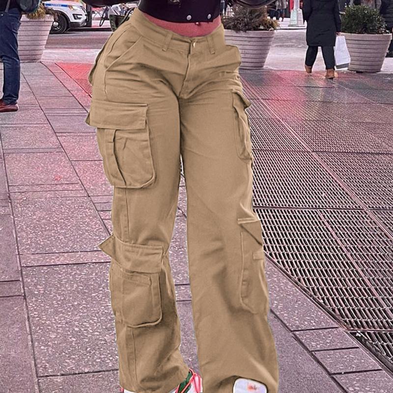 

Высокая талия Модный уличный стиль Женские джинсы Повседневные брюки Трендовая рабочая одежда Длинные брюки Удобный крой Джинсовые брюки S хаки