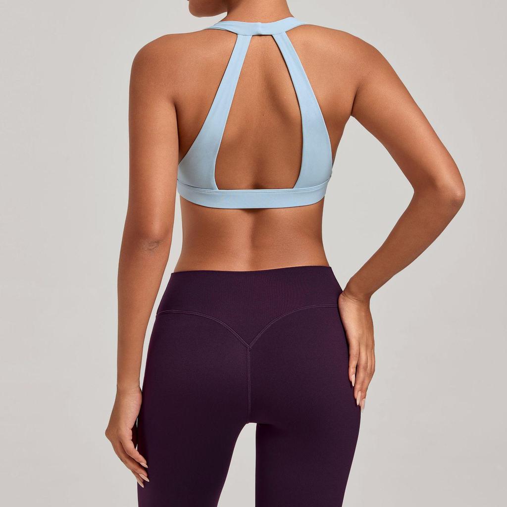 Cross-Strap Halter Neck Yoga Bra for Running and Fitness