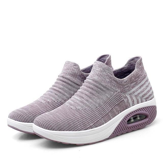 Sieviešu pastaigu apavi skriešanas tīklveida apavi Modes platforma, uzvelkama kedas gaisa spilvena sporta zāle, mūsdienīgi melni deju apavi