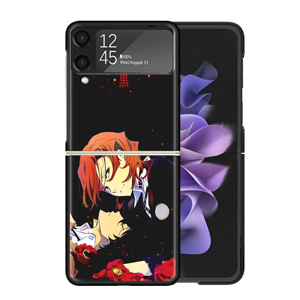 Bungo Stray Dogs Double Black Clear Phone Case For Samsung Z Flip 7 6 5 4 3 Galaxy ZFlip7 ZFlip6 ZFlip5 ZFlip4 ZFlip3 5G Print C
