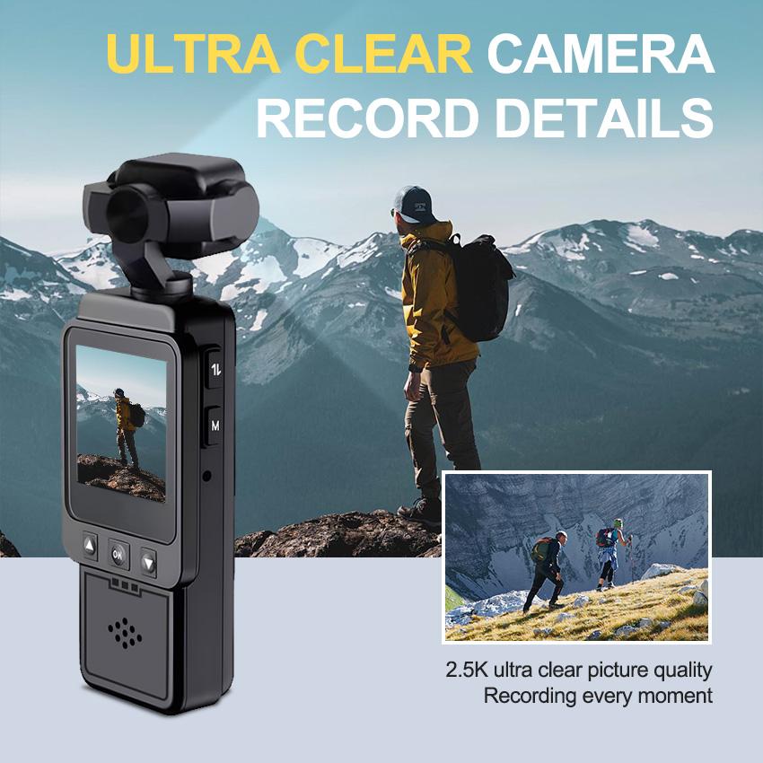 FHD 2.5KPocket Recorder: Ultra-Compact & Wearable 180° Rotatable Night Vision Lens, Loop Recording - Ideal For Travel, Sports
