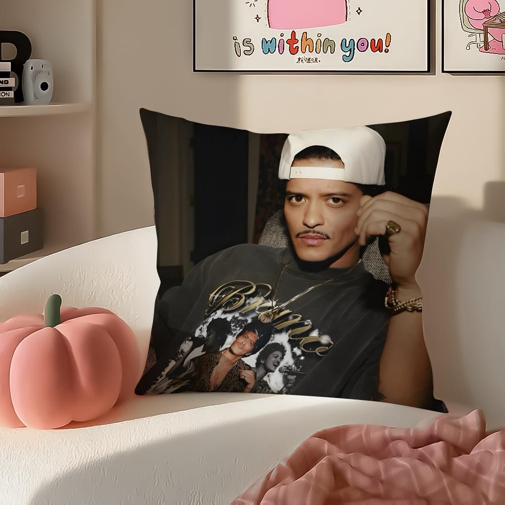 Classic Pop American Singer BBruno Mars Cushion Cover Pillowcase Short Plush Invisible zipper Room Sofa Cushion Cover