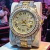 Full Diamond Hip Hop Iced Out Bling Quartz Watch Men High Quality Fashion Calendar Wristwatch