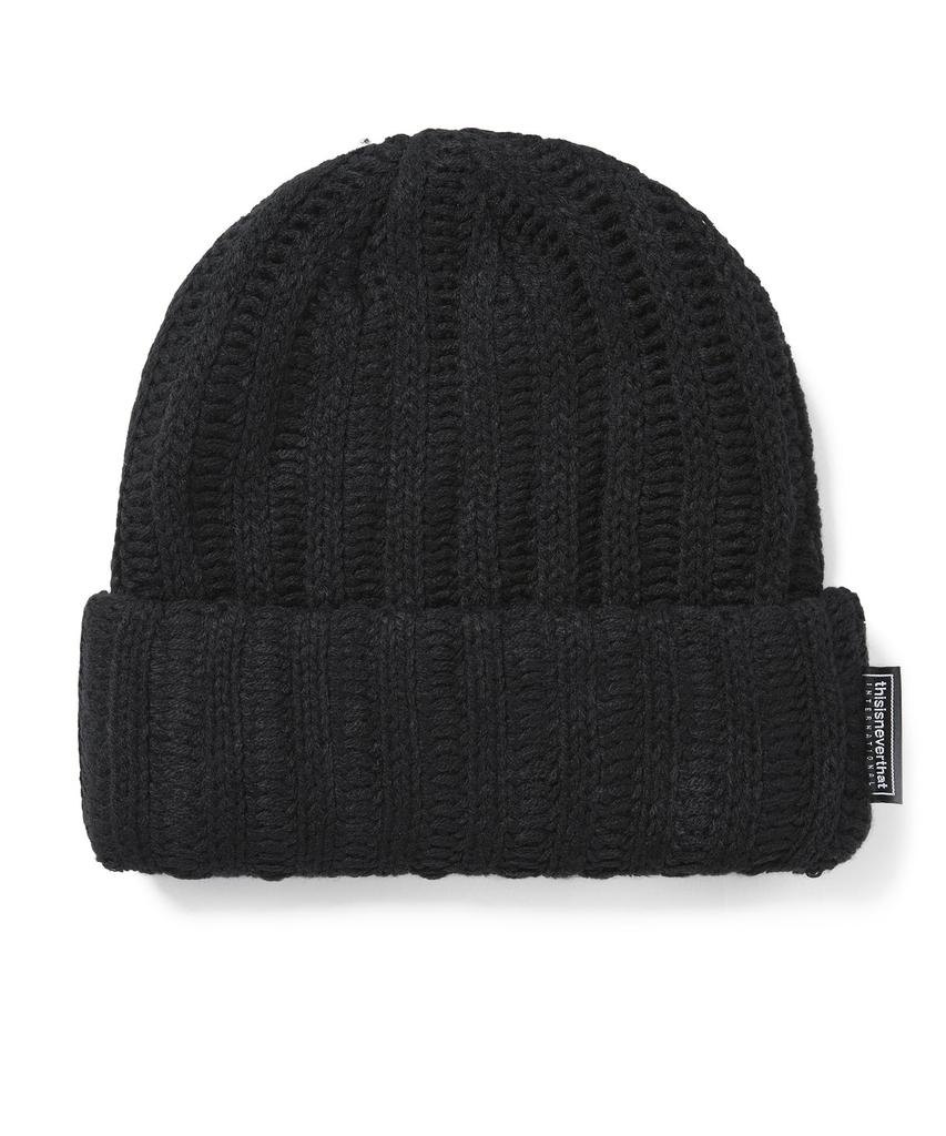 THISISNEVERTHAT Low Gauge Ribbed Beanie Black