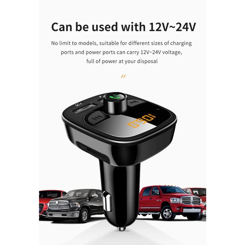 Car Mp3 Player Bluetooth 5.4 FM Transmitter Car Charger Adapter Dual USB Support TF Card & U Disk Hands-Free Call
