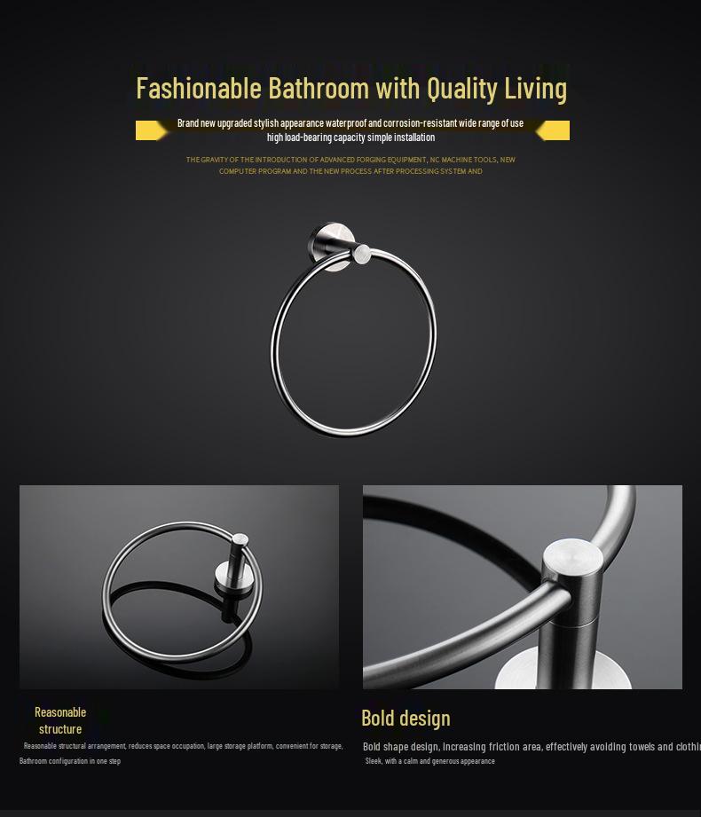 60 Series Model 304 Stainless Steel Wall-Mounted Towel Rack with Mirror Finish & Towel Ring