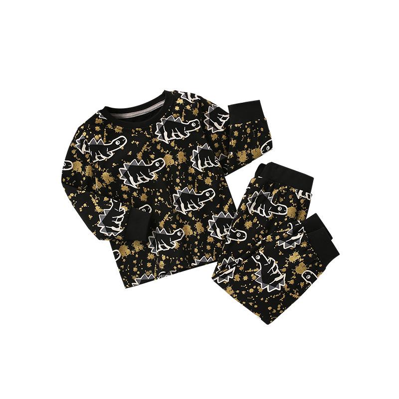 Malwee Boys' Autumn/Spring Two-Piece Homewear Set - Stylish Round Neck Print for Kids