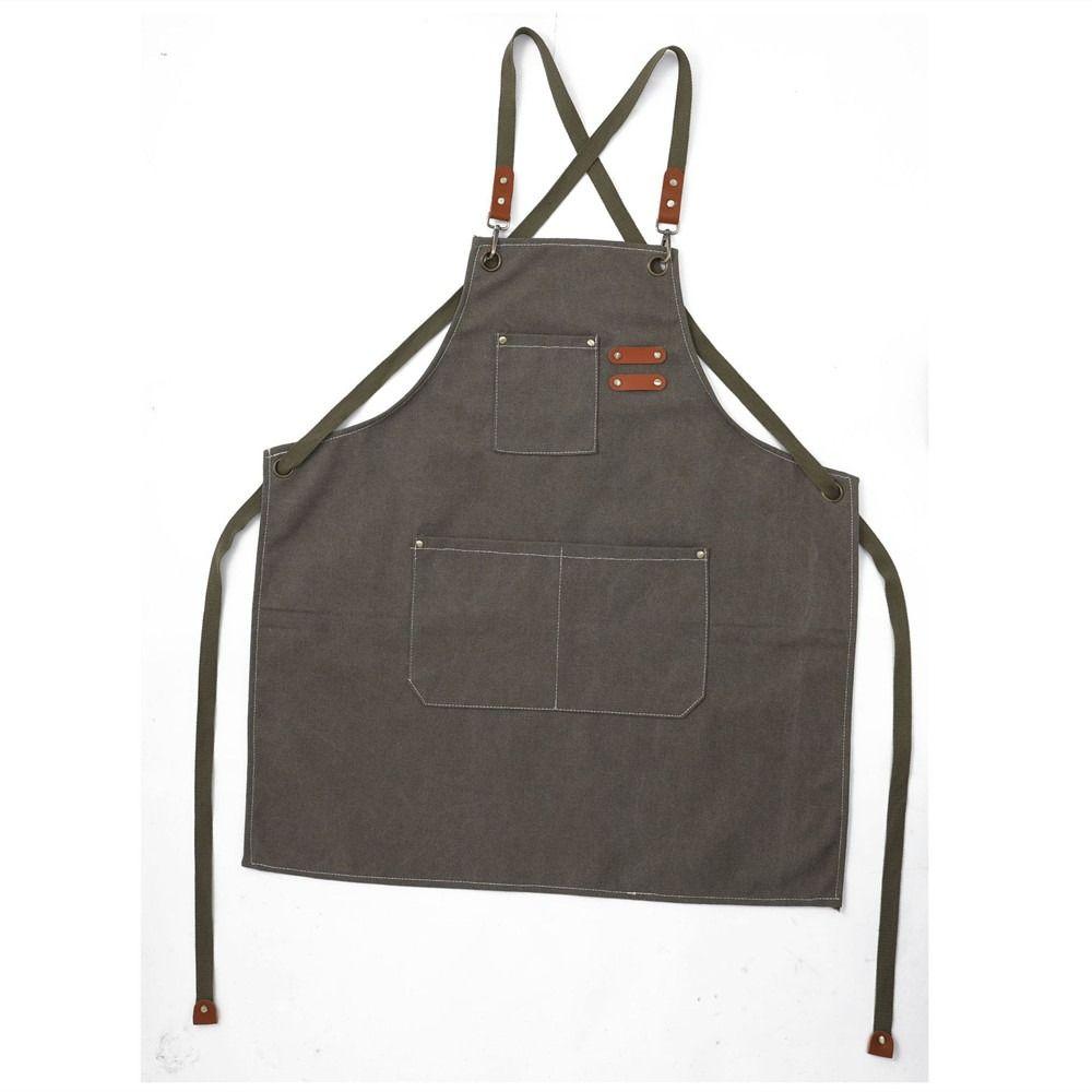 Thicken Antifouling Women Men Waterdrop Resistant Cotton Canvas Barista Apron Canvas Denim Apron