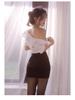 Feimu Sexy Secretary Lingerie Set: See-Through Professional Suit with Skirt