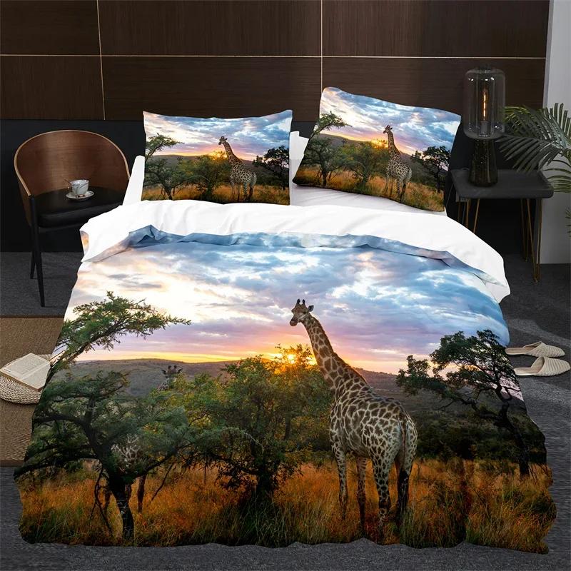 Comforter Giraffe Twin Full Microfiber Safari Animal Comforter Tropical Jungle Giraffes Bedding Set For Girls Boys Room