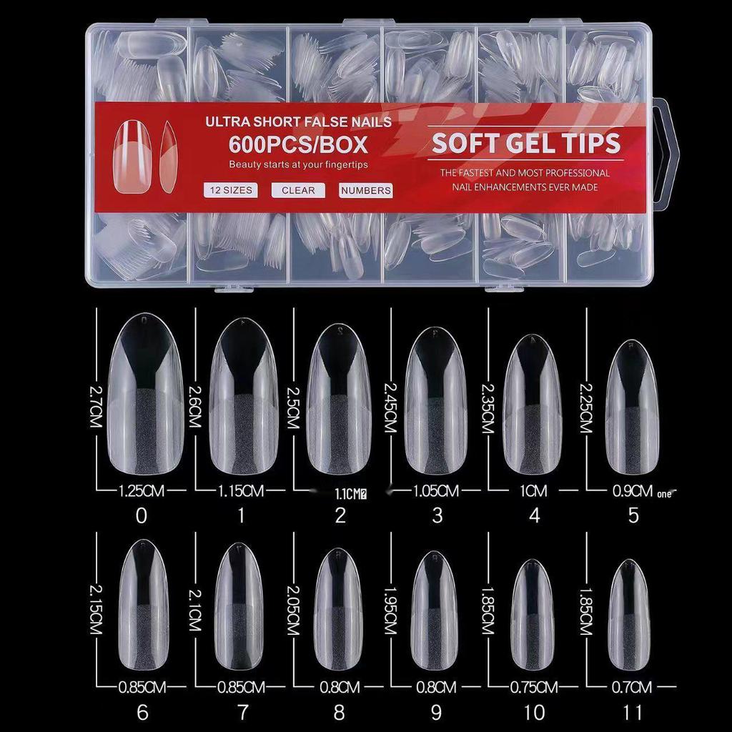600 Pcs Traceless Transparent Semi-Matte Nail Tips - Thin, Short & Long Frosted False Nail Art Tips