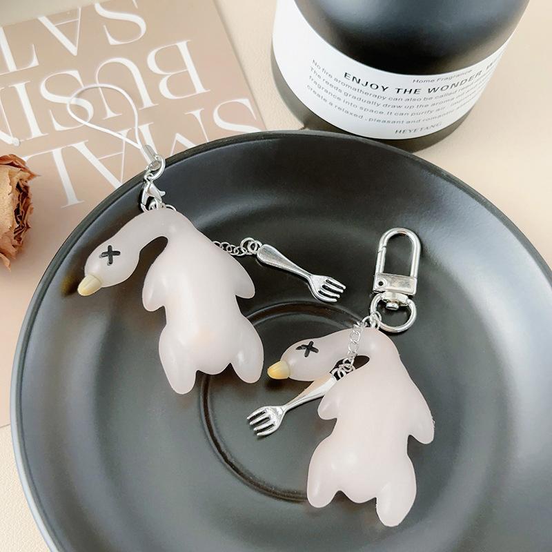 Creative Color Changing Roast Duck Phone Lanyard Keychain Funny Personality Keyring Car Key Holder Cute Bag Pendant Lovely Gifts