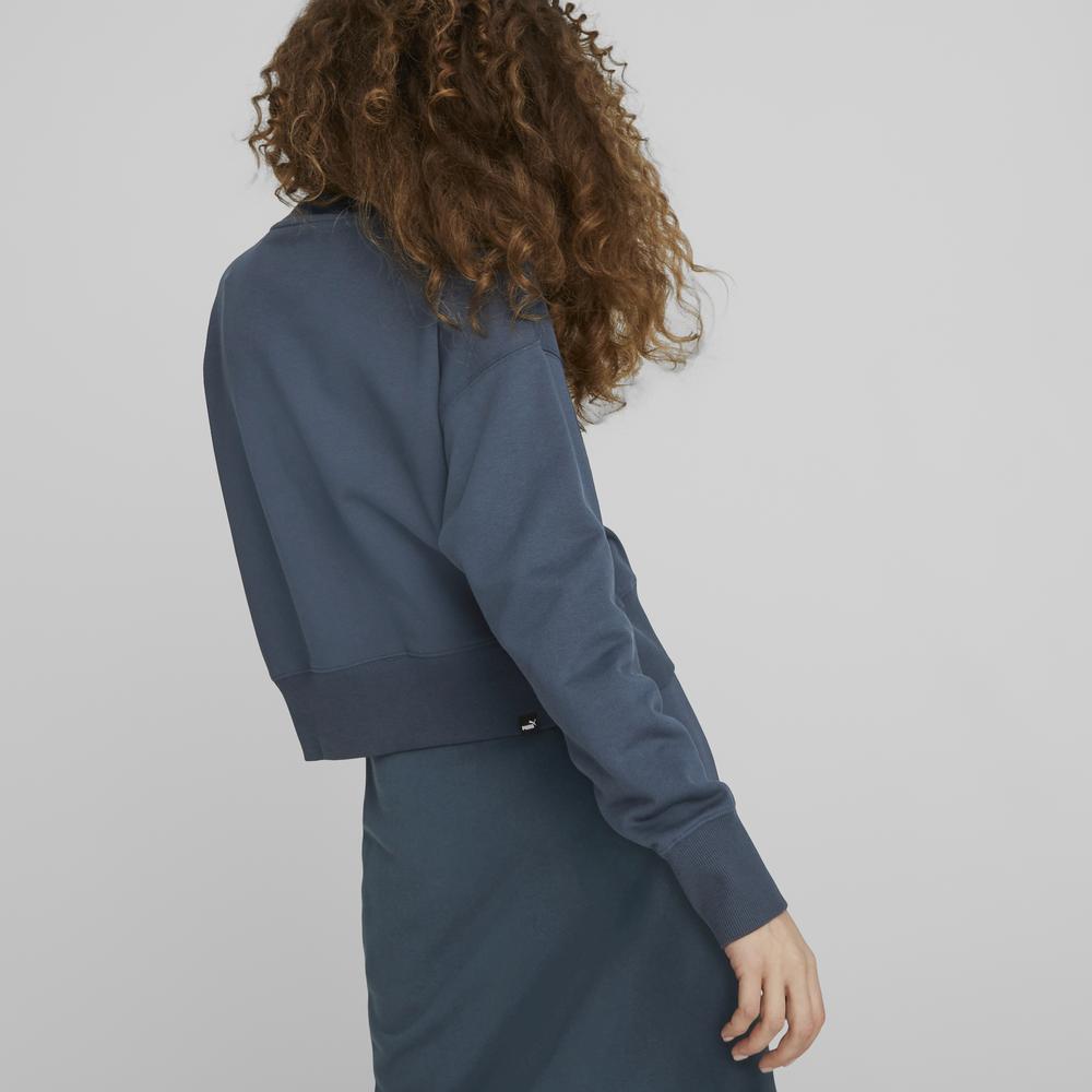 Puma Solid Color Casual Pullover Loose Long Sleeve Sweatshirt Women Sweatshirt Blue 673109-16