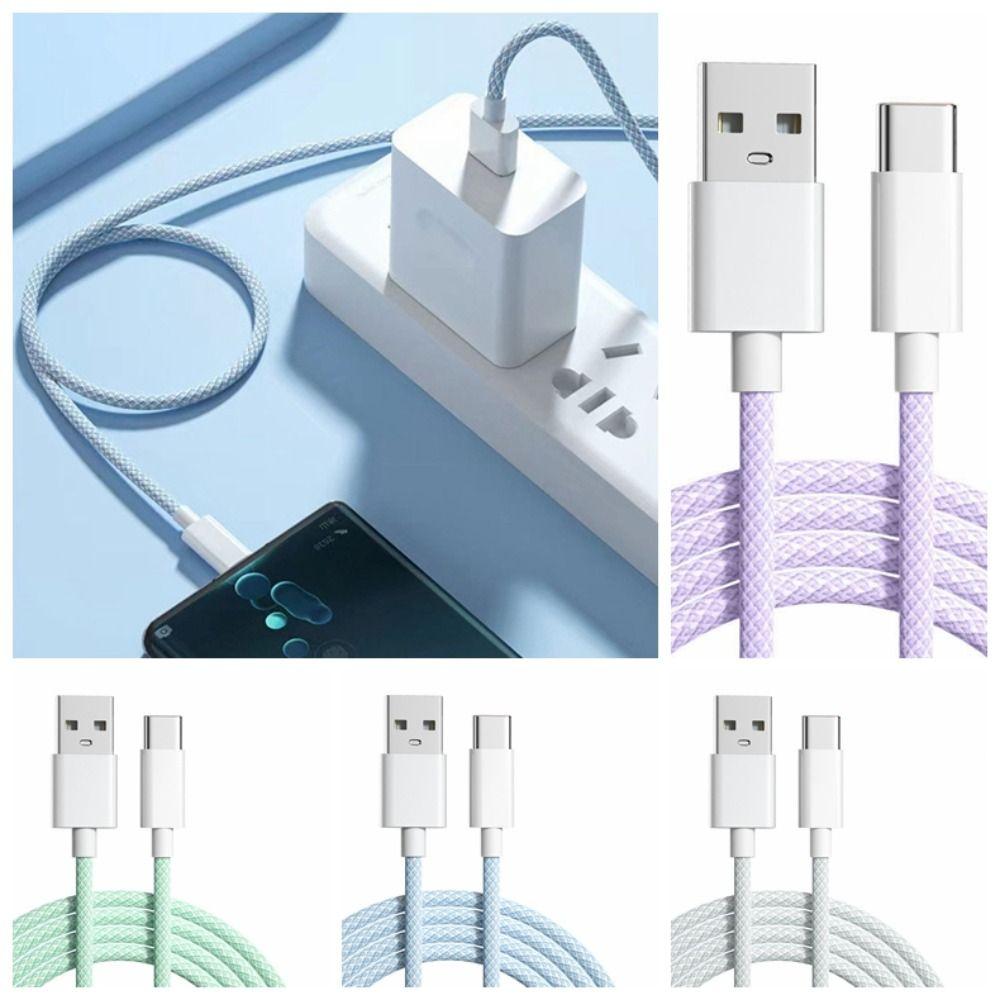 

USB C Weaving 66W Fast Charging Cable Colourful Weave 66w Braided Data Cable Phone Accessories grey-1m