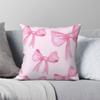 Pink Preppy Bows Ribbons Square Pillowcase Polyester Linen Velvet Printed Zip Decor Pillow Case Room Cushion Case