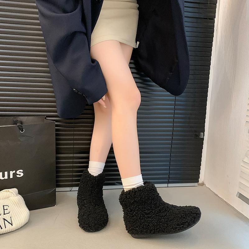 Fashion Warm Faux Fur Slippers Women Men Winter Shoes Indoor Home Soft Plush Footwear Solid Color Girls Boys House Floor Fluffy Boots