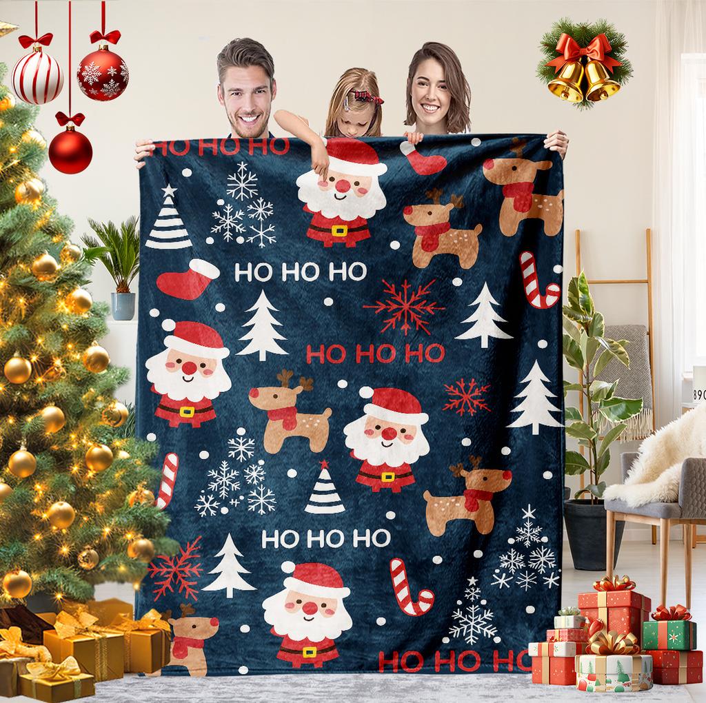 Christmas Cartoon Series Printed Blanket for Sofa Travel Camping Living Room Office Conditioning Blanket for All Seasons Gifts
