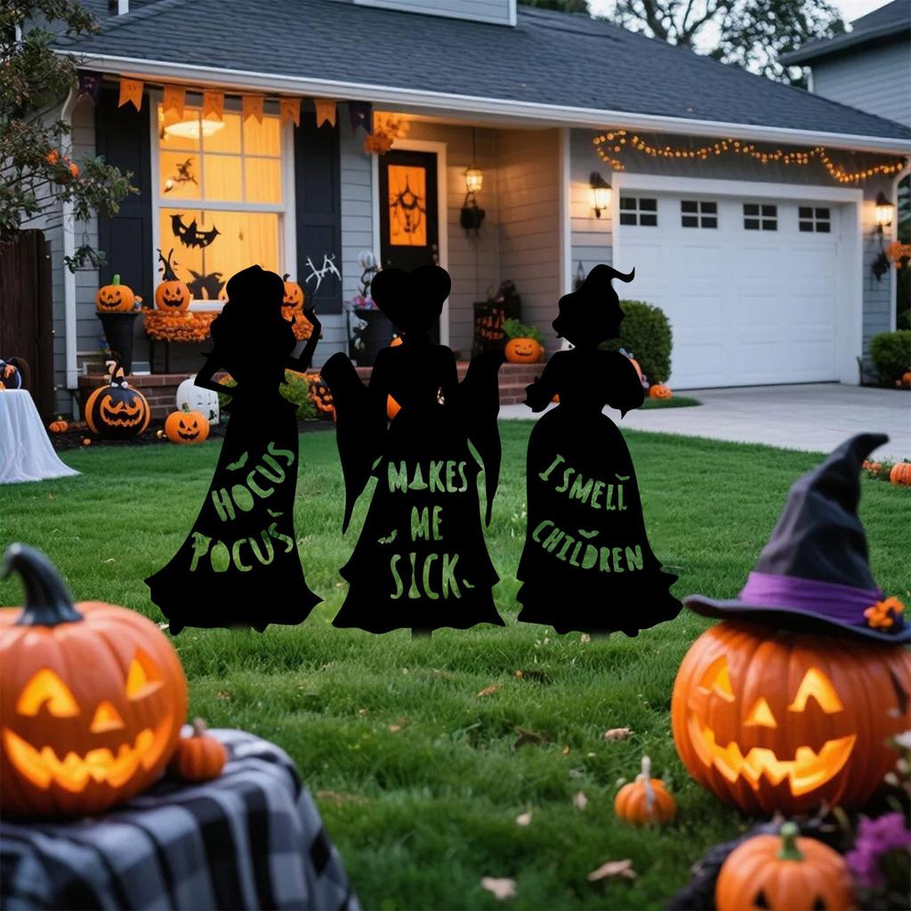 Halloween Witch Card Placement, Outdoor Courtyard Layout, Props, Wrought Iron Card Placement, Holiday Decoration 3pc