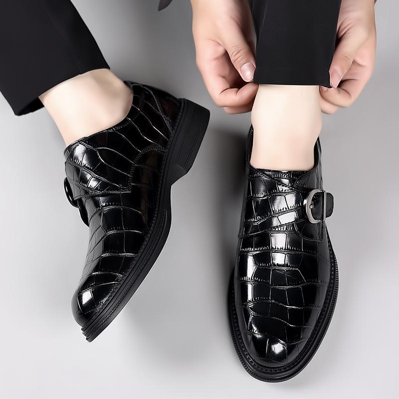 Trendy Brand Men's Business Casual Shoes High-end Crocodile Pattern Banquet Dress Shoes Versatile Classic Men's Leather Loafers