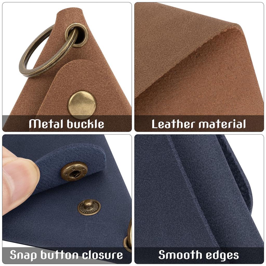 HannaFires 2er-Pack Tragbare Leder-Schlüssel-Organizer-Tasche – Vintage Dreieck-Münzbörse zur kompakten Aufbewahrung von Schlüsseln, Münzen, Kabeln und Kopfhörern,