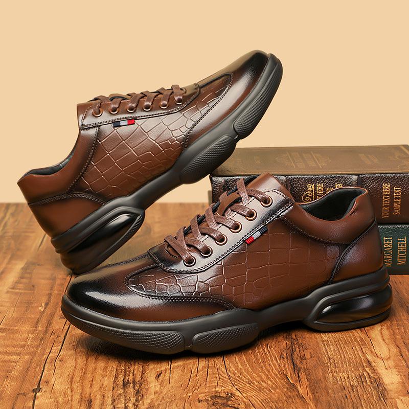 High Quality Fashion Casual Sneakers for Men Autumn New Designer Leather Shoes Male Solid Color Platform Sports Shoes Man
