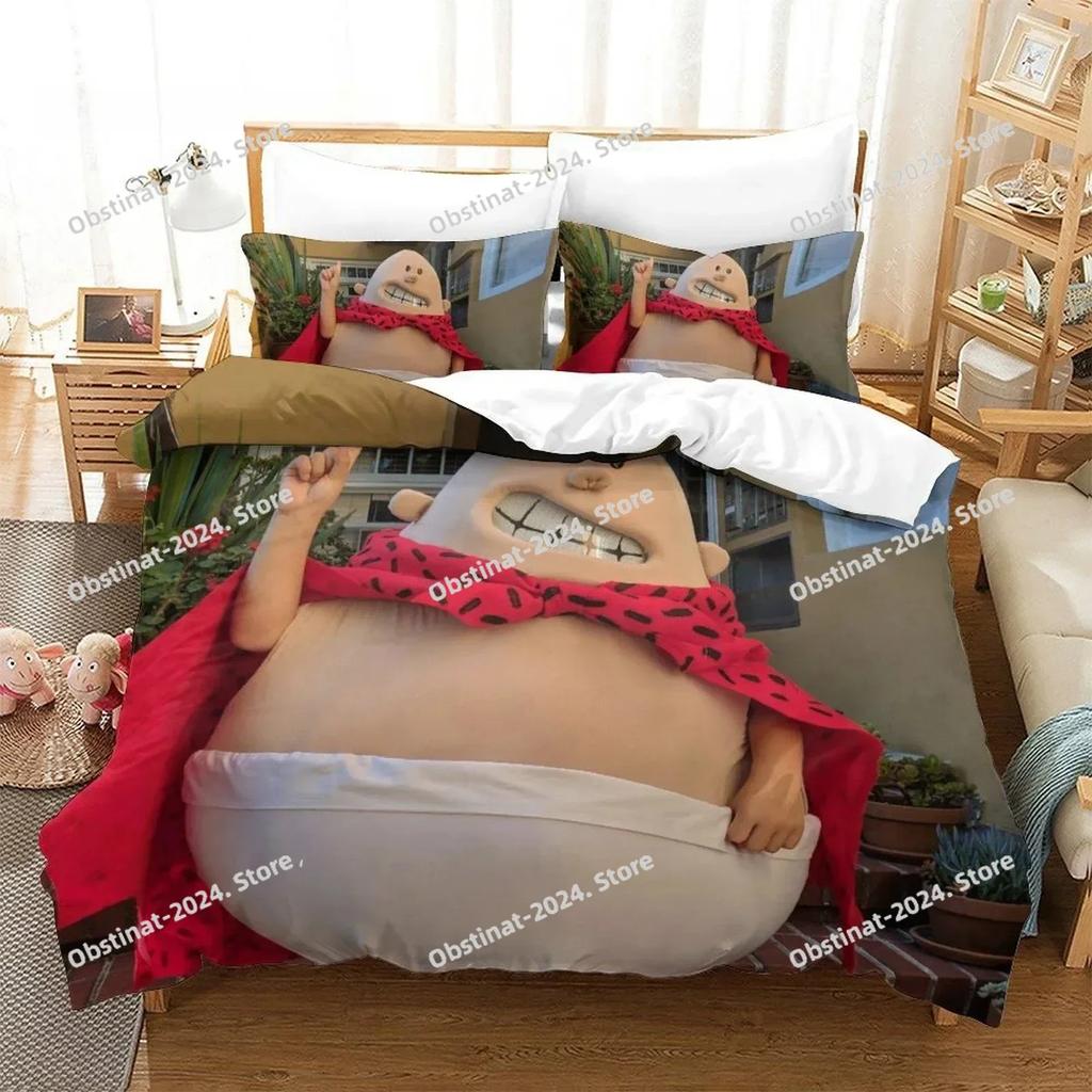 Fashion Carton Kawai Captain Underpants Beding Set Print With Pilowcase Bed Soft Duvet Cover Soft Single Double Quen King-Sized Dimensionsd Dimensions