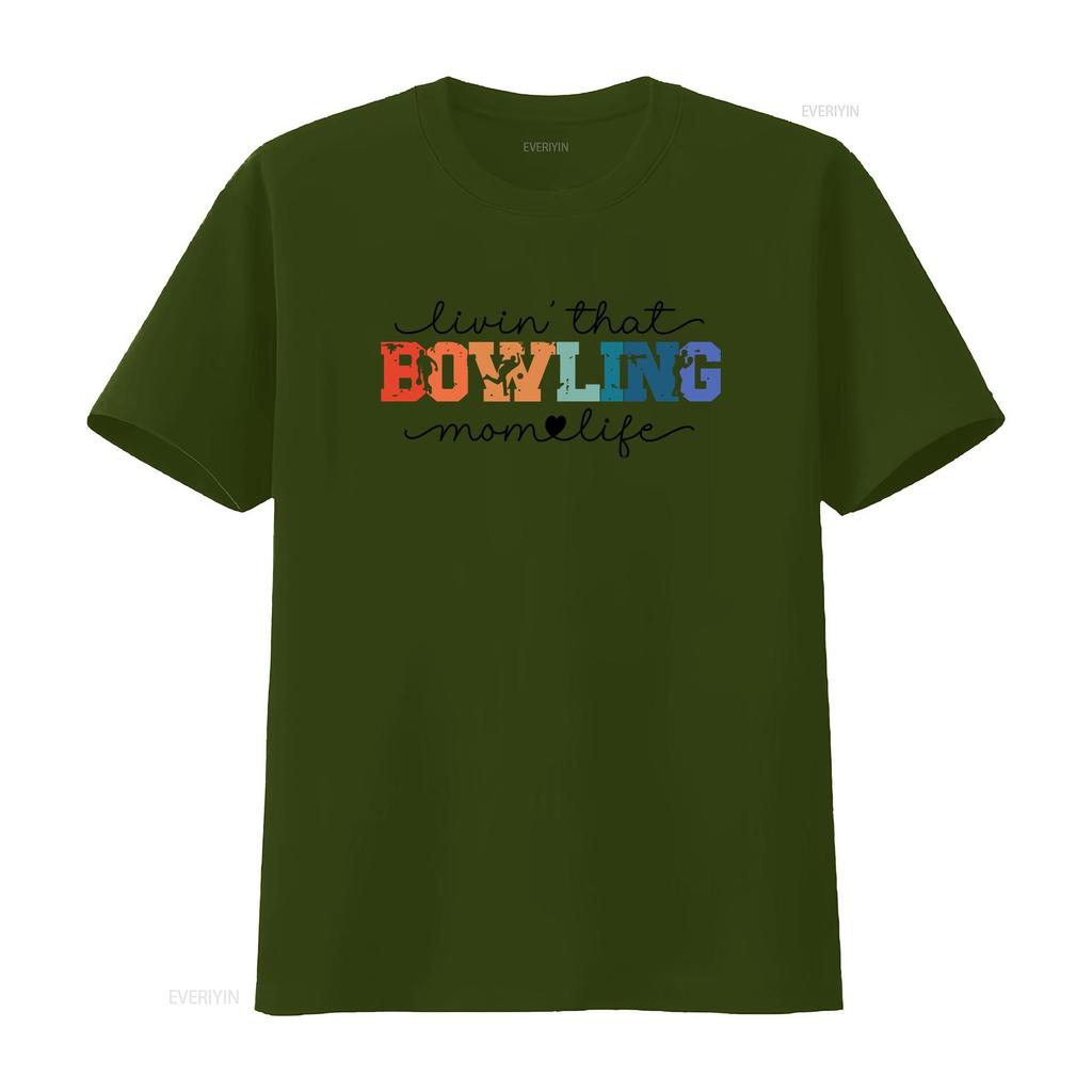 Bowling Mom Retro T Shirt Match Day Woman Collage Playing Team Season Sports School Fan Mama Mothers Birthday  vintage Washed