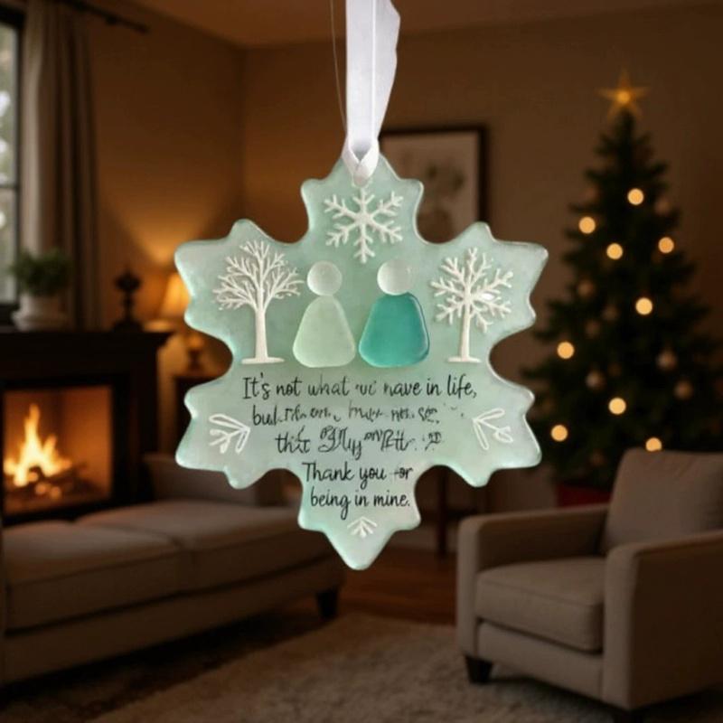Snowflake-Shaped Sea Glass Friendship Decor Handcrafted Sea Glass Hanging Ornament Friendship Keepsake 2025 Christmas Decoration