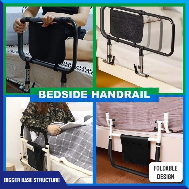 3-in-1 Foldable Bedside Grab Bar Elderly People Using Multipurpose Bedside Safety Handrail With Storage Pouch Bedside Handrail