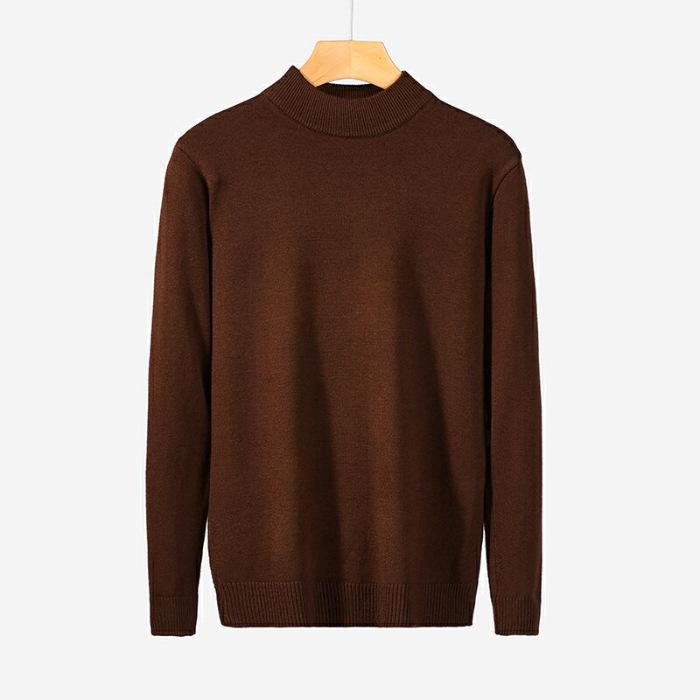 Unisex High-Quality Half-High Collar Knit Sweater in Black, White, Apricot & Camel 3XL