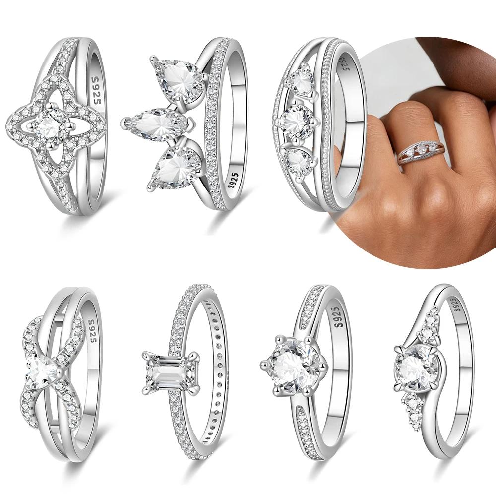 Authentic Ring copper copper Square Zirconia Ring Star Shape Lotus Ring Anniversary Delicate Fine Gift Accessory