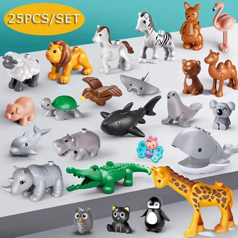 25 stk/sett Stor Størrelse Minifigur Dyr Klosse Gårdsserie | Store Byggeklosser Kompatible med Duplo Dyreserie Leker for Barns Barnefestgave