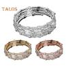 Adjustable Opening Alloy Bracelet Shiny Rhinestones Multi Layer Design Bangle Wristband Wrist Jewelry