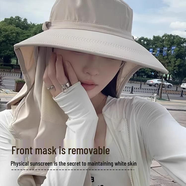 Women's All-in-One Sun Protection Hat with Breathable Face Mask & Neck Guard - UV Shield for Outdoor Summer Activities