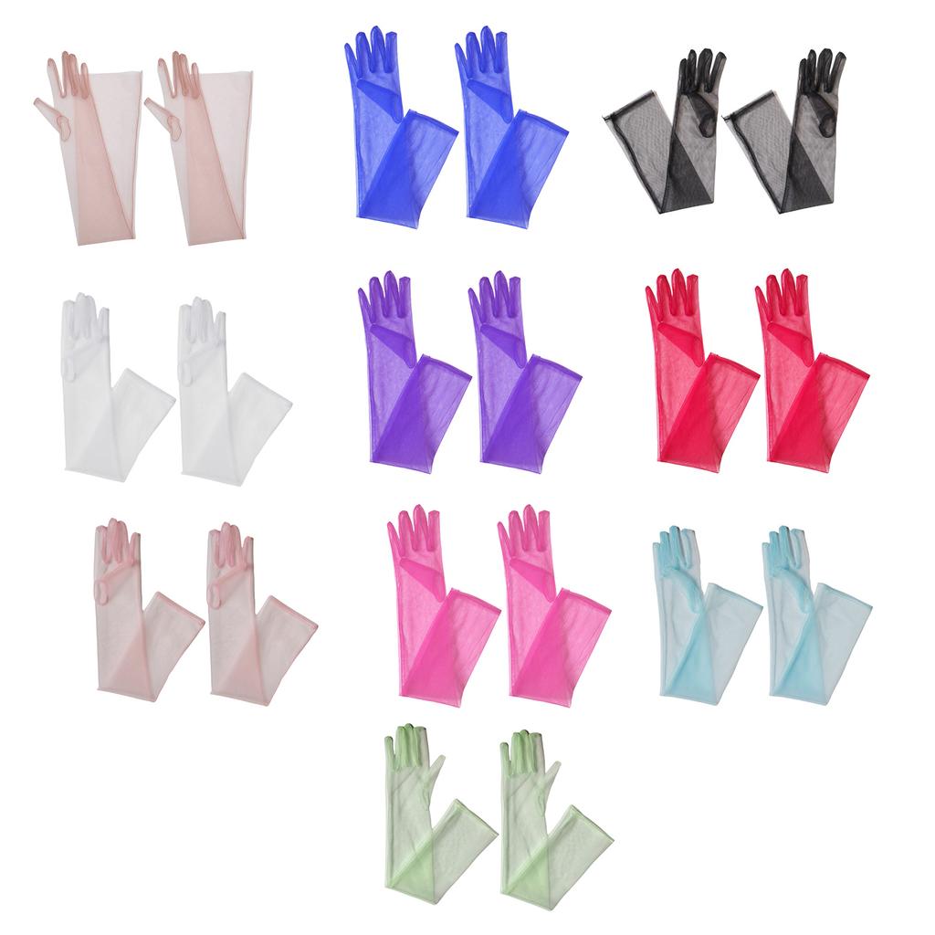 1pair Long Meshes Gloves Elegant Bridal Mittens Transparent Women Gloves for Bride and Bridesmaids
