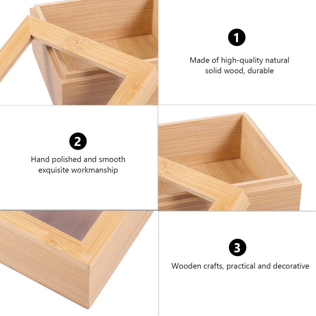 1Pcs Walnut Wooden Storage Box Large Capacity Desktop Organizer Window Design Home Sundries Storage Case for Office Cosmetics