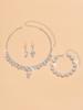 4pcs women's fashion Zircon set rhinestone women's earrings necklace bracelet Zircon set wedding dress banquet party accessori