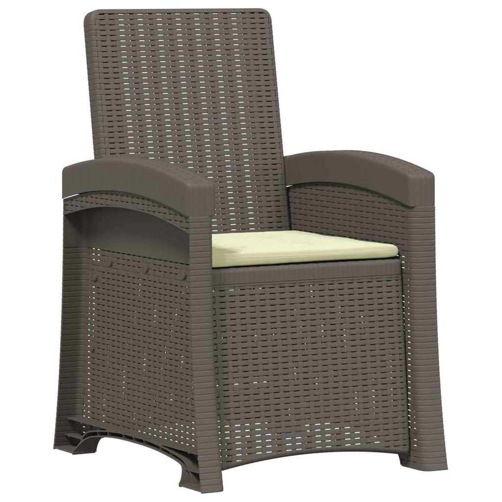 Garden Recliner Rattan Look 2 Pcs Light Gray and Cream PP