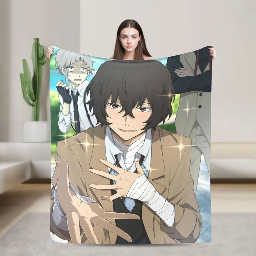 Dazai Bungo Stray Dogs Blanket Quality Warm Bedding Throws Autumn Kids Adult Bedroom Fluffy Bedspread