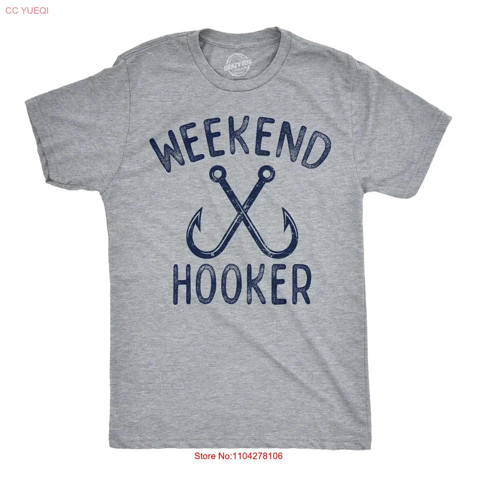 

Mens Funny T Shirt Weekend Hooker Sarcastic Fishing Novelty For Men vintage Washed Versatile Top For Everyday Wear graphic S разноцветный