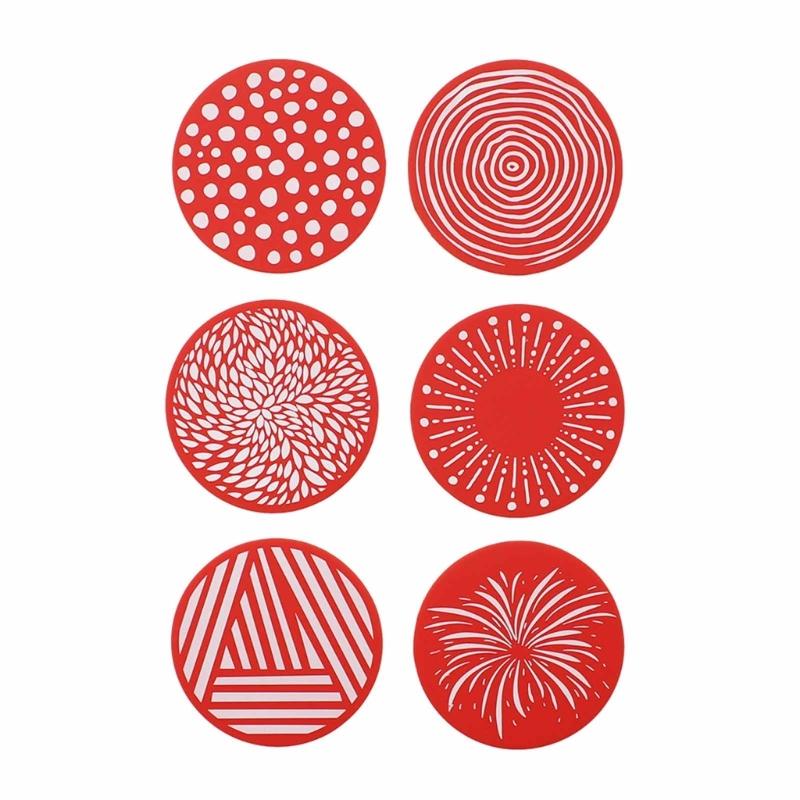 Nonslip Silicone Round Coasters Elegant Cup Pad Heat Resistant Cup Mat for Coffee Beverage Cup Pad for Everyday Use красный